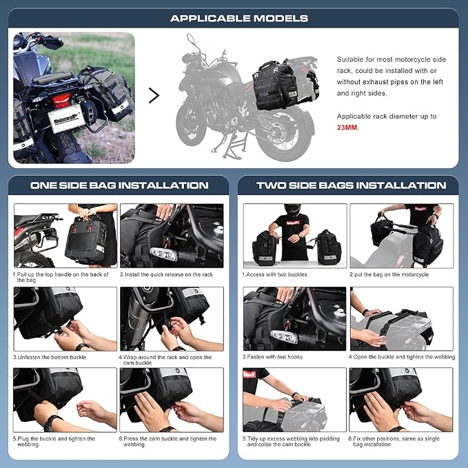 Rhinowalk Motorcycle Saddle Bag Waterproof Motor Pannier Bag Luggage Pack Quick - Image 5