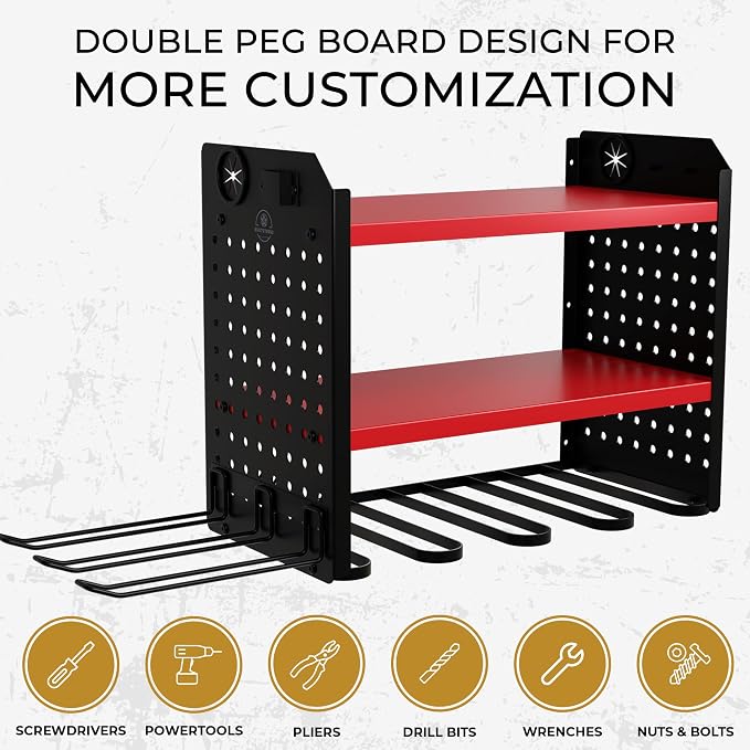 Power Tool Organizer-6 Drill Holder Wall Mount, 3 Tier Heavy-Duty Hand Tool - Image 5