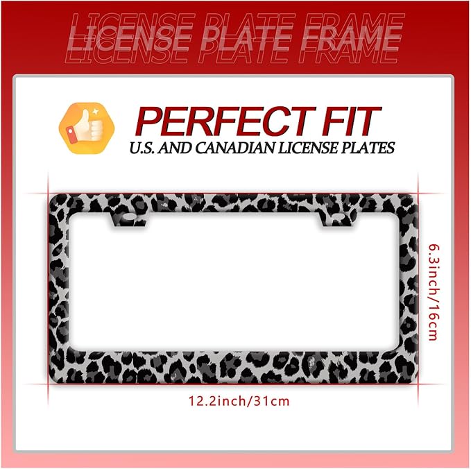 Black Gray Leopard Print License Plate Frame Beautiful Cheetah Print License - Image 7