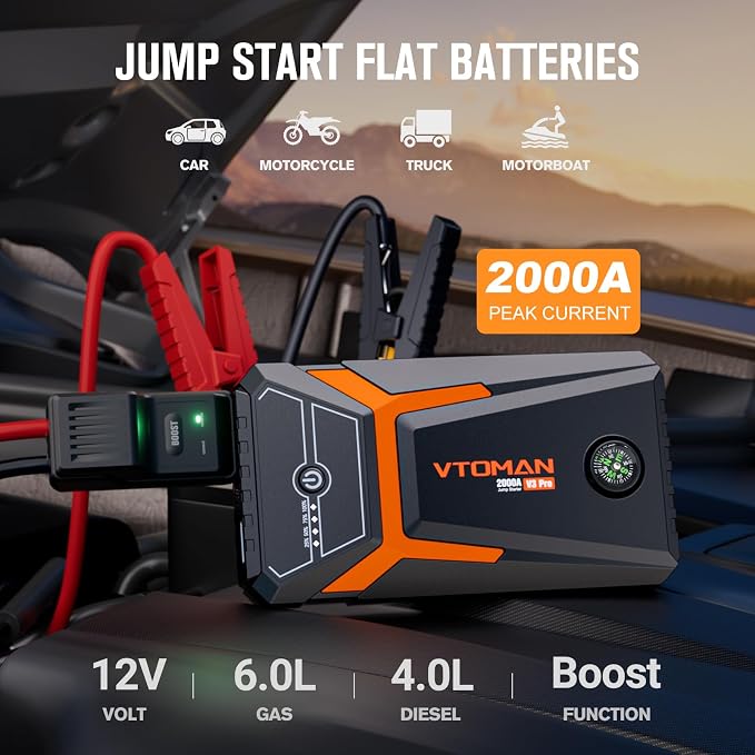 VTOMAN V3 Pro 2000A Jump Starter, Car Battery Jumper Starter Portable - Image 2