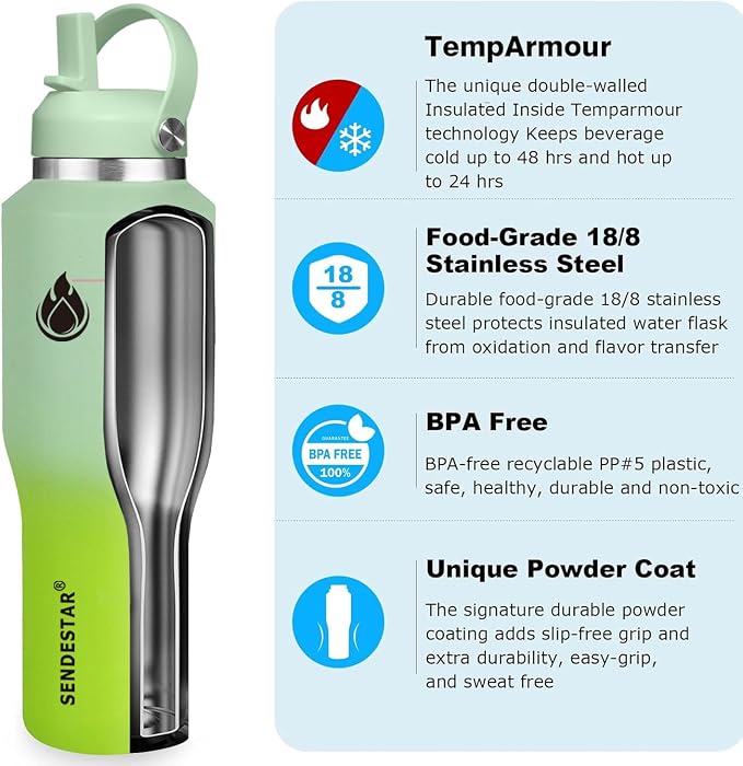 SENDESTAR SENDESTAR 40oz Stainless Steel Water Bottle, Double Wall Vacuum - Image 4