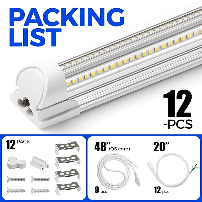 Barrina 8FT LED Shop Light, 100W 15000LM 5000K, V Shape Integrated T8 LED - Image 9