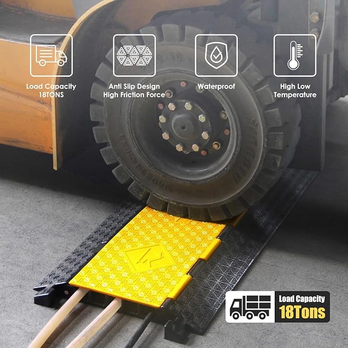 OrangeStar 2-Pack Rubber Cable Protector Ramp Heavy Duty 5-Channel Wire Cord - Image 2