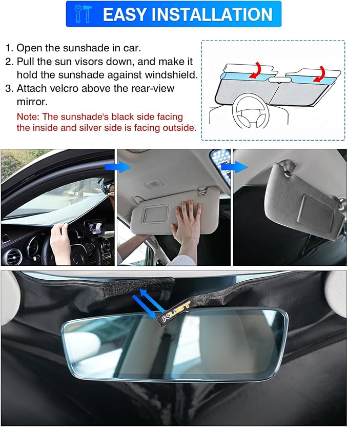 KUST Windshield Sun Shade for Chrysler 200 2011-2018 Window Shade Sun Visor - Image 6