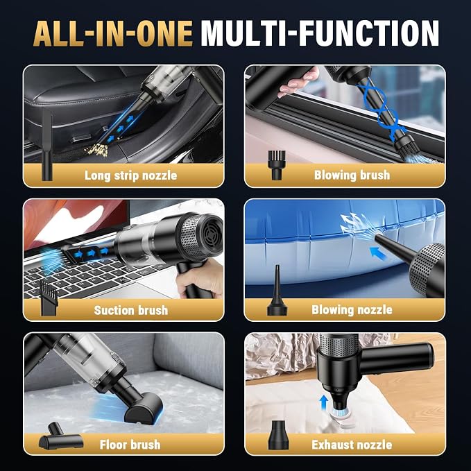Handheld Car Vacuum Cleaner, 16000PA Car Vacuum Portable Cordless, 4 in 1 Air - Image 6