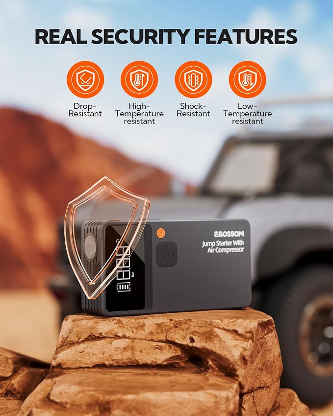 Car Battery Jump Starter with Air Compressor, 44.4Wh Battery Jump Box with Tire - Image 6