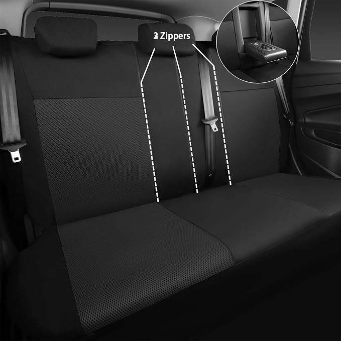 CAR PASS 3D Air Mesh Car Seat Covers Full Sets w/5mm Sponge, Steering Wheel - Image 3