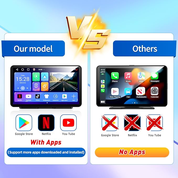 9 inch Wireless Apple Carplay and Android Auto, 4 Core IPS Touch Screen Mirror - Image 2