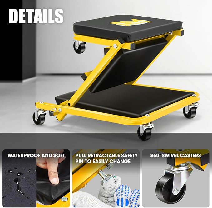 PM PERFORMOTOR 36 Inches Folding 2 in 1 Rolling Z Creeper, Adjustable Roller - Image 6