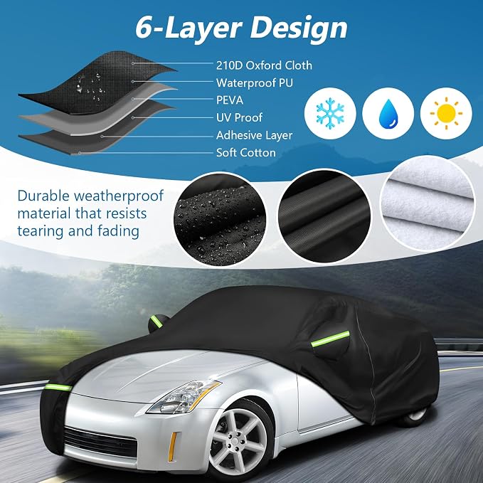 Car Cover Waterproof for 2003-2009 Nissan 350Z, 210D Oxford Cloth - Image 2