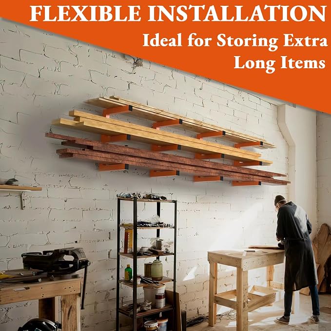 Heavy Duty Lumber Storage Rack Wall Mount, Metal Wood Rack Organizer - Image 6