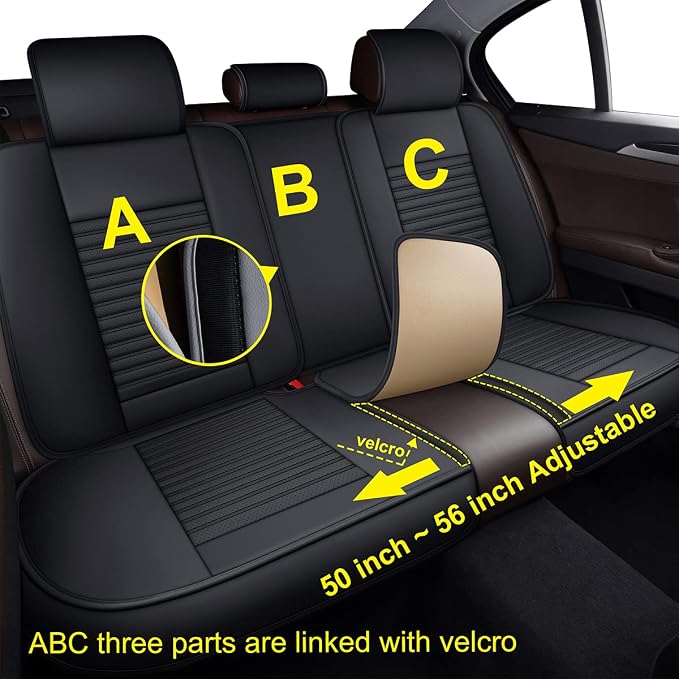 LINGVIDO Car Seat Covers, Breathable and Waterproof Faux Leather Automotive - Image 4