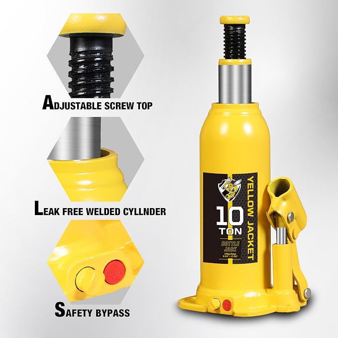 YELLOW JACKET 10 Ton Muti-Directional Welded Bottle Jack, Horizontal Bottle - Image 4