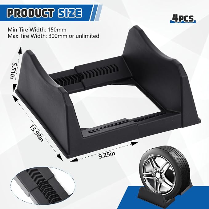 4 Pcs Car Tire Display Stand Wheel Display Rack Adjustable Width Rim Storage - Image 3