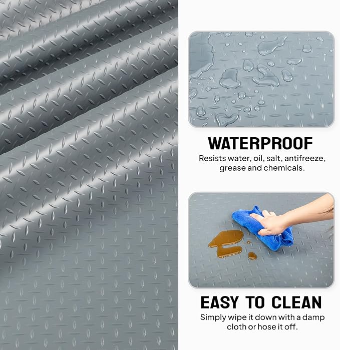 TUFFIOM 4x8 FT Garage Floor Mat, Thickened Diamond Plate PVC Garage Mats - Image 3
