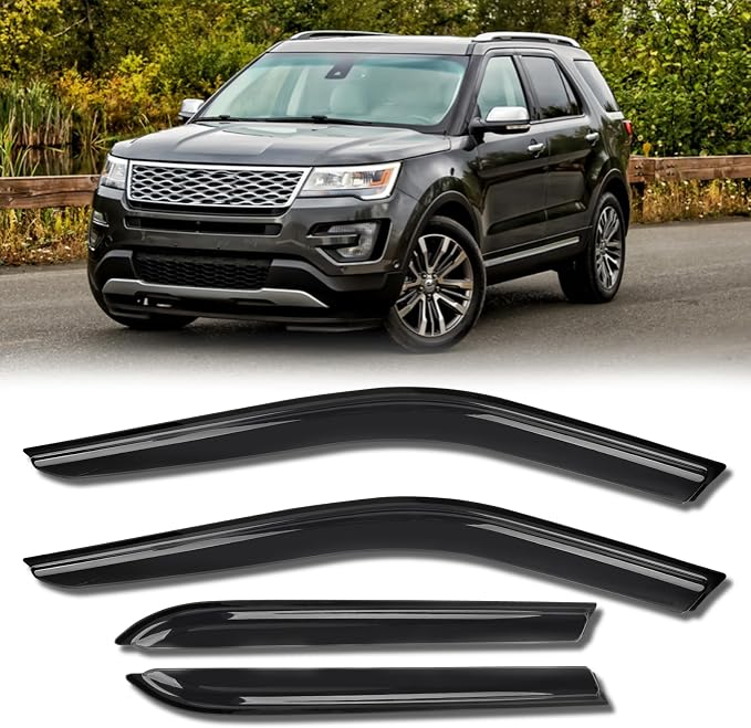 Rain Guards for Car Windows, Tape-On Window Visors Rain Guards Fit for Ford by KYX