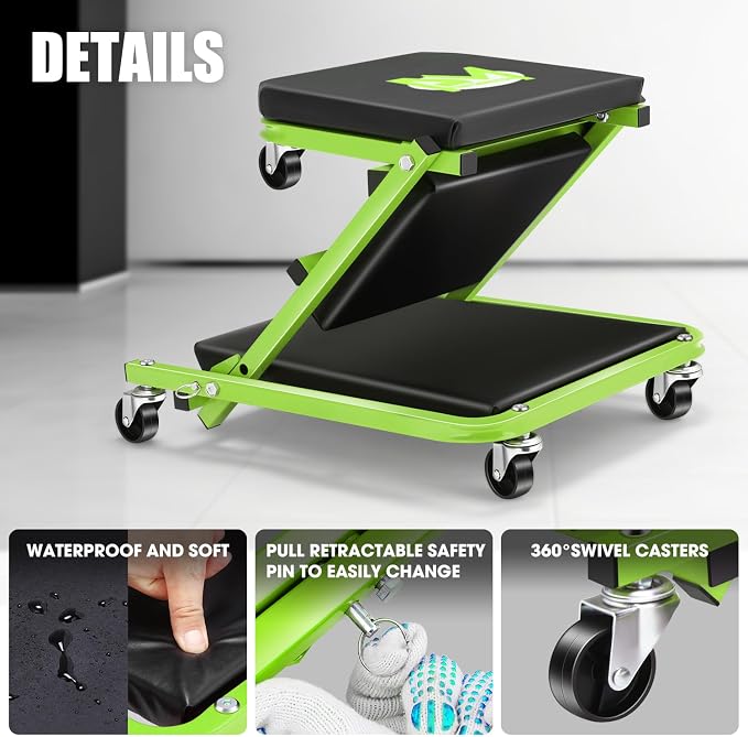 PM PERFORMOTOR 36 Inches Folding 2 in 1 Rolling Z Creeper, Adjustable Roller - Image 6