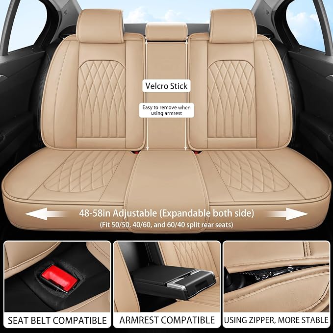 WELLDO Car Seat Covers Full Set, Leather Seat Covers - Image 5