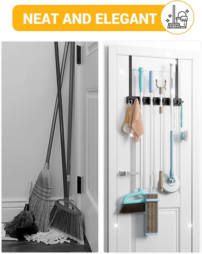Lorbro Broom Holder Door Mount, Over the Door Broom and Mop Holder - Image 3