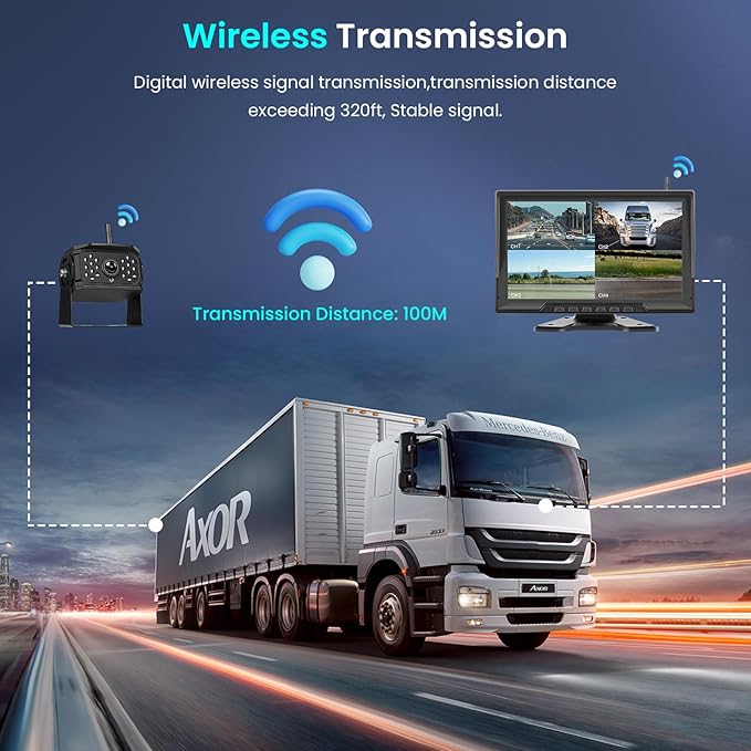 1080P Wireless Backup Camera Digital System Kit, Hodozzy 10.1 Inch HD 4 Quad - Image 2