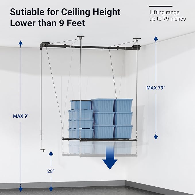 FLEXIMOUNTS Overhead Garage Storage Rack, 4x4 Ft Heavy-Duty Garage Ceiling - Image 3