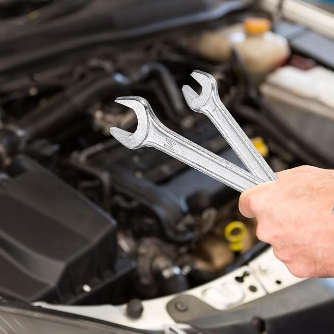 HARFINGTON 5pcs Double Open End Wrench 10mm x 13mm Metric 15 Degree Offset - Image 8