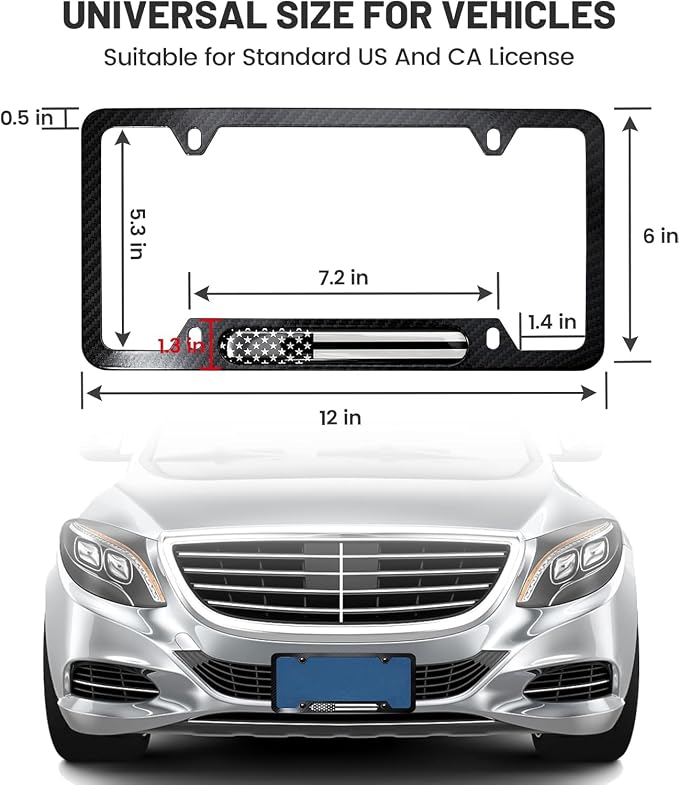 License Plate Frames, 2 Packs Front Rear Car Tags, Aluminum Alloy License Plate - Image 2