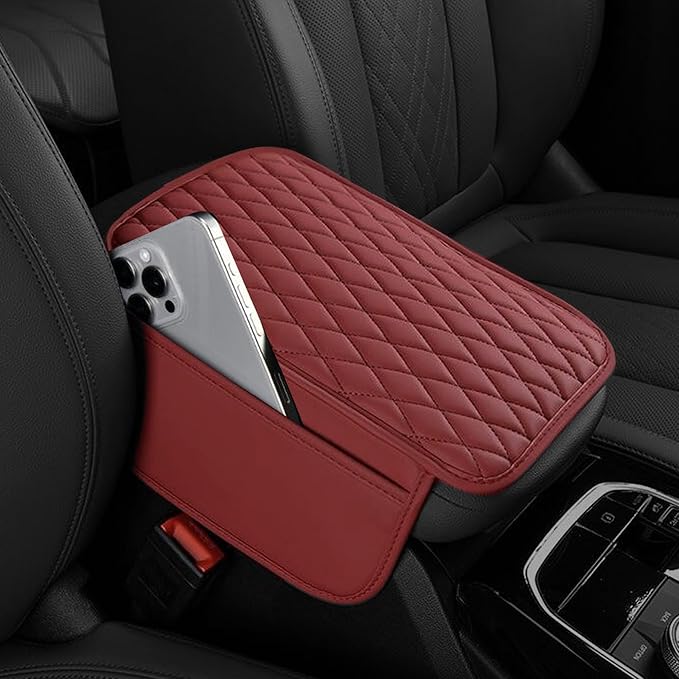 Car Center Console Cover, Upgraded Leather Armrest Seat Box Cover by SAMGCHI