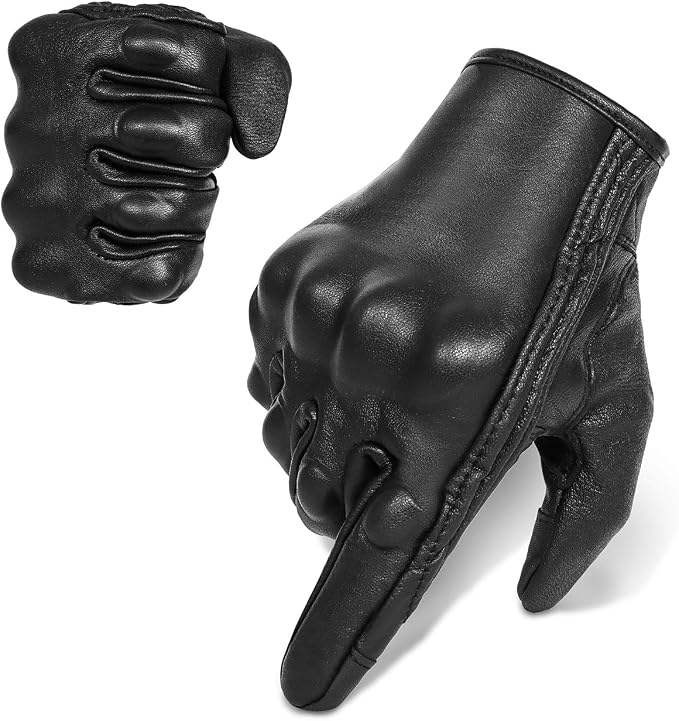 Full Finger Goat Skin Leather Touch Screen Motorcycle Gloves Men S by KAIWENDE