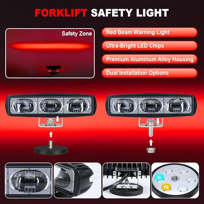 2Pcs Forklift Safety Light Red, 30W Straight Line Forklift and AGV Safety - Image 3