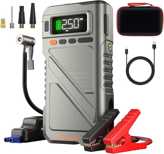 2025 Car Jump Starter with Air Compressor, Portable 6000A 150PSI Car Battery by Pabulum
