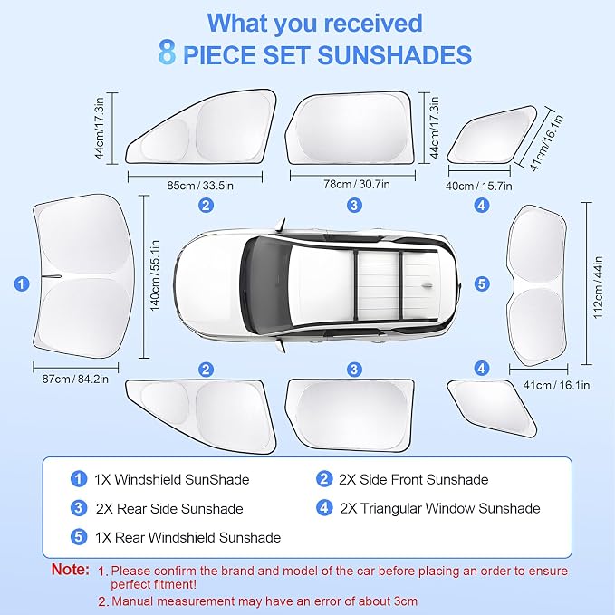 8pcs Car Window Shades for Nissan Pathfinder2022-2025 Accessories, Windshield - Image 7