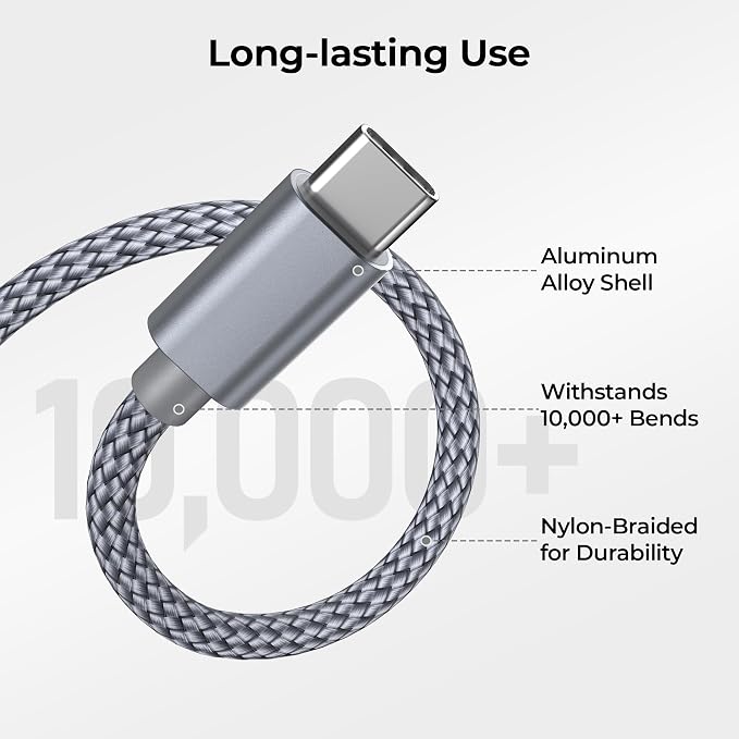 Basesailor USB Type C Charger Cable 3-Pack 3.3/6.6/10FT, Charging Power Cord - Image 3