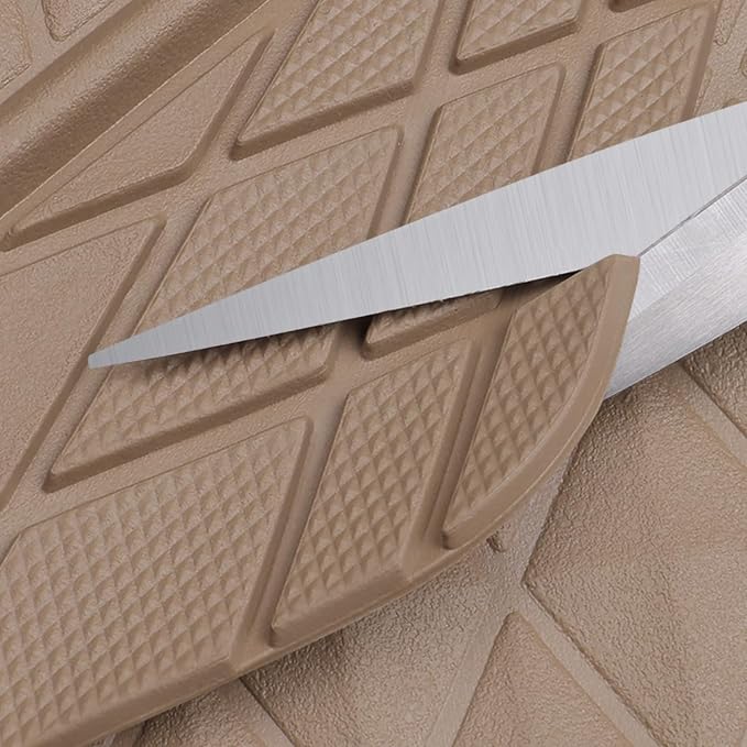 CAR PASS Beige Rubber Car Mats, All-Weather Floor Mats Full Set Durable - Image 9