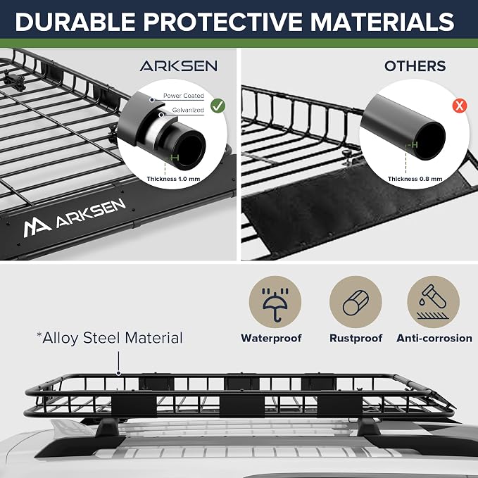 ARKSEN 64 x 39 x 4 Inch Upgrade Universal Roof Rack - Image 3