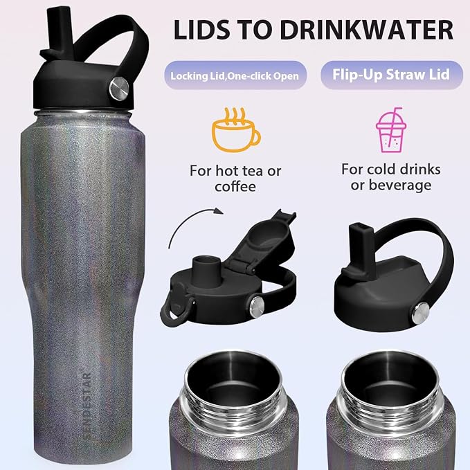 SENDESTAR 40oz Stainless Steel Water Bottle, Double Wall Vacuum Insulated Bottle - Image 4