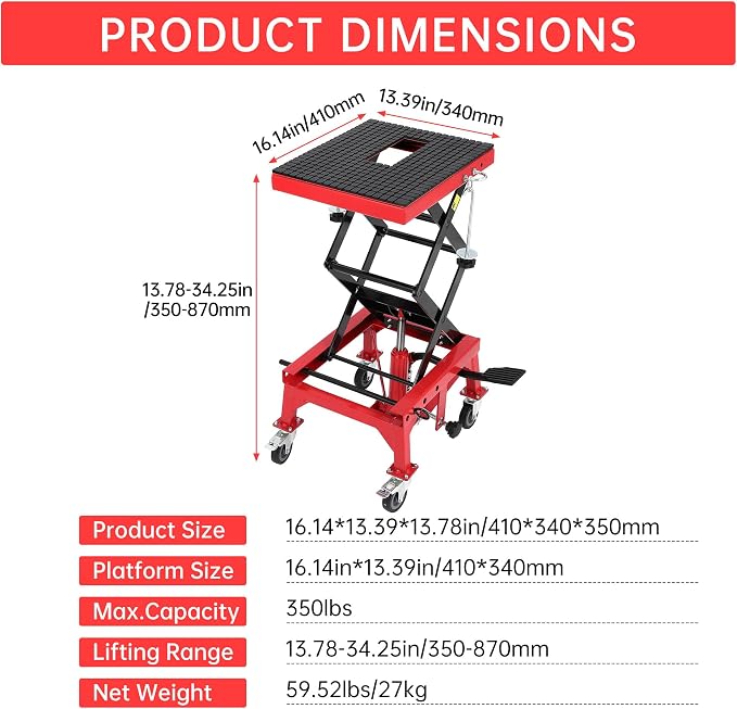 Hydraulic 350LBS Motorcycle Lift Jack - Image 7