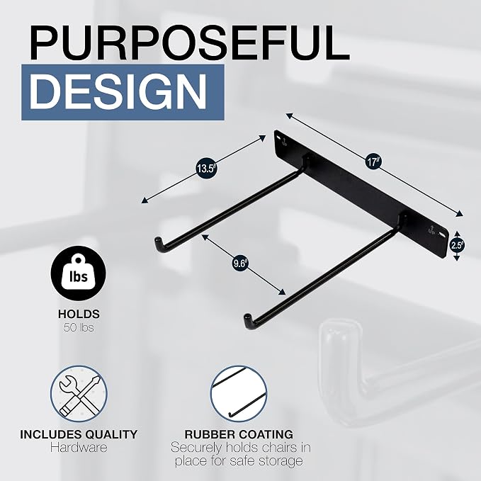 StoreYourBoard Chair Storage Rack Single – Heavy Duty Folding Chair Rack - Image 3
