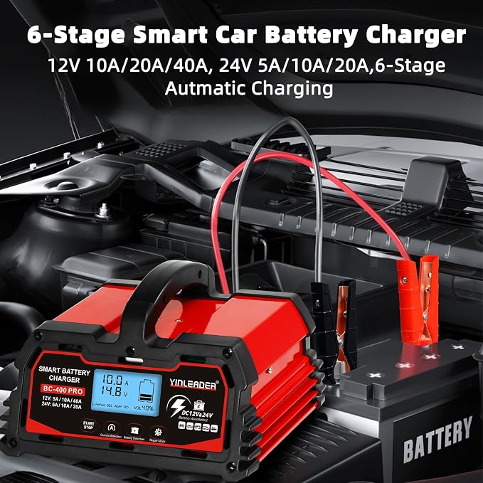 Battery Charger 40A, 12V/24V Lead Acid Smart Battery Charger, 12V LiFePO4 Car - Image 3