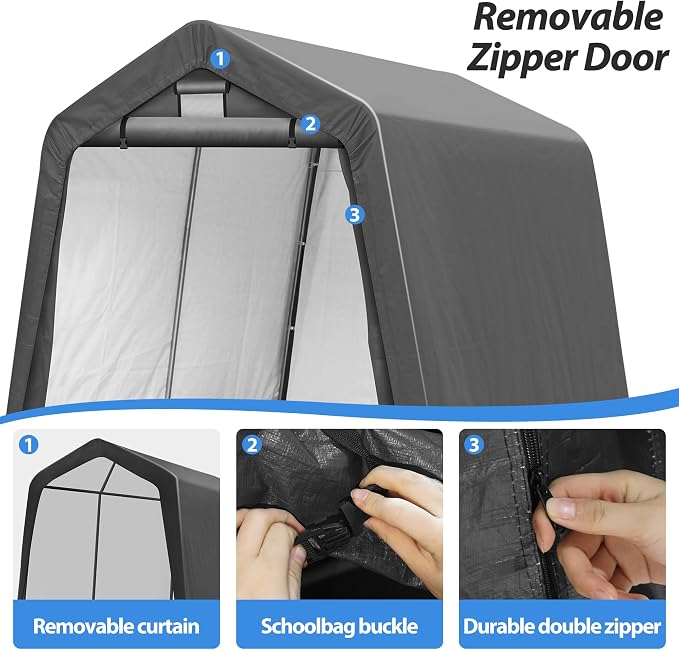 8x8Ft Ourdoor Storage Shed Shelter, Portable Shed Garage - Image 6