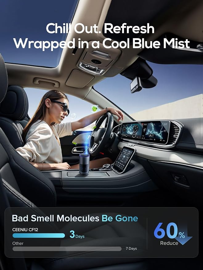 Ceeniu Car Air Freshener CF12 Pro, Smart Ultrasonic Diffuser, Enlarged Spray - Image 3