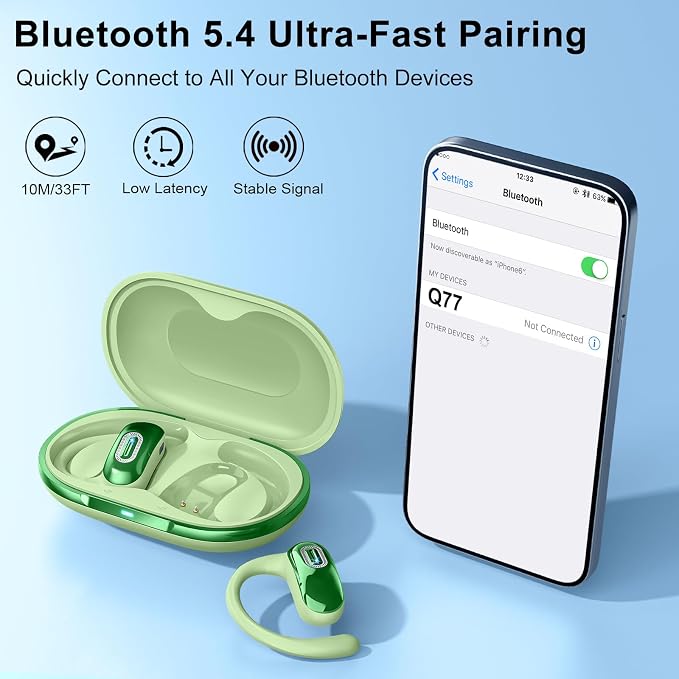Open Ear Headphones, Air Conduction Ear Buds, HD Stereo Bass Over Ear Earphones - Image 7