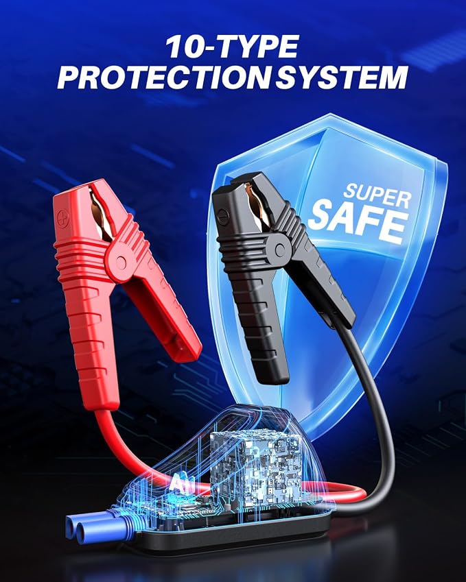 AUTOONE 6000A Car Battery Jump Starter Up to All Gas & 12L Diesel Engine - Image 5