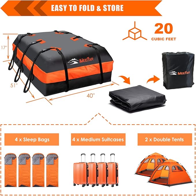 MeeFar Car Roof Bag XBEEK Rooftop top Cargo Carrier Bag 20 Cubic feet Waterproof - Image 6