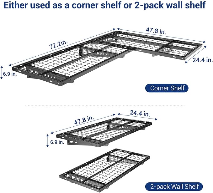 FLEXIMOUNTS 2 Pack 2x4ft Corner Wall Shelving Garage Storage Rack, 24x48 inch - Image 3