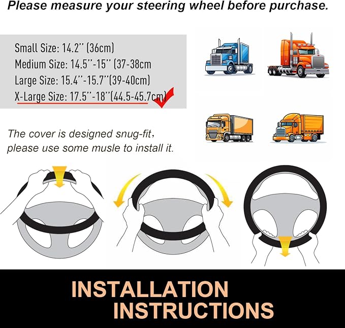 PINCTROT XL Size 17.5-18 Inch Comfy Grip Steering Wheel Cover - Image 6