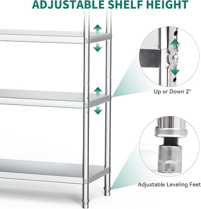 YITAHOME NSF Stainless Steel Shelves, Heavy Duty Shelving - Image 3