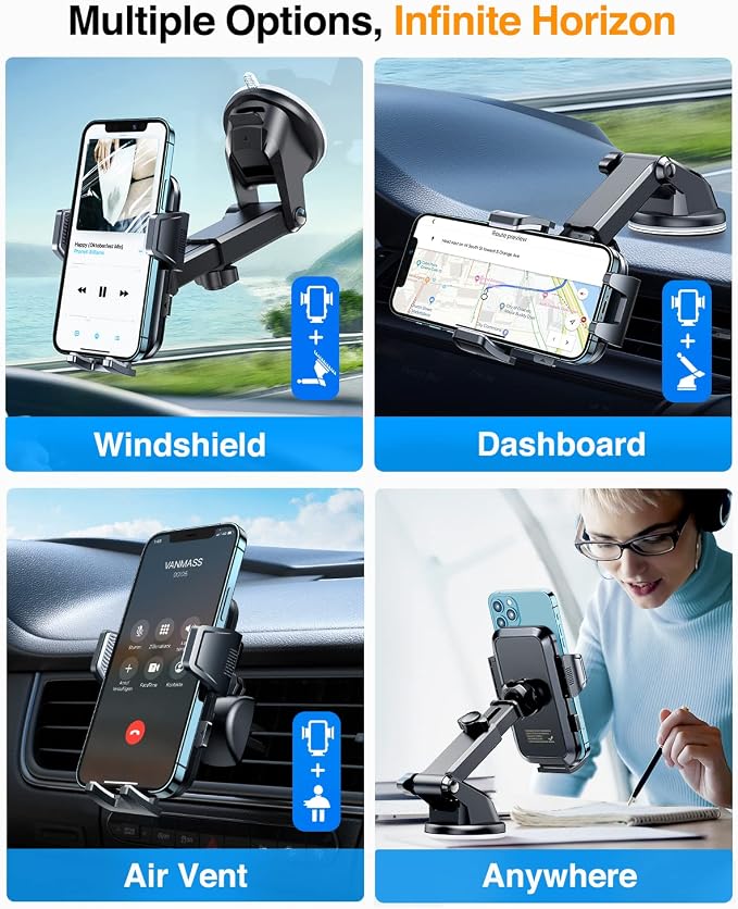 VANMASS 2025 True Upgraded Car Phone Holder, Patent Safety Cell Phone Mount - Image 9