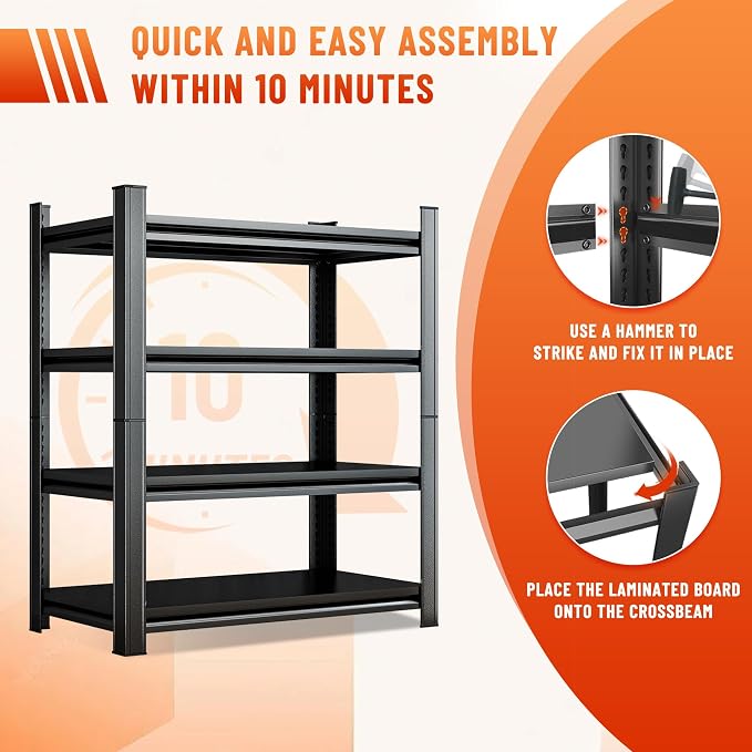 63''H Heavy Duty Metal Shelving Unit, 2000 lbs Total Capacity, Dual-Layer Column - Image 7