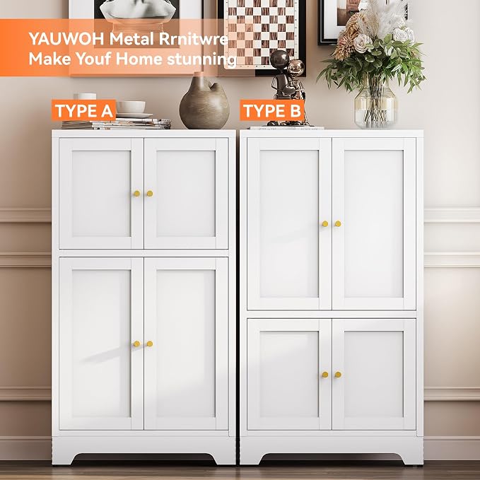 White Bathroom Floor Cabinet, Metal Storage Cabinet - Image 5